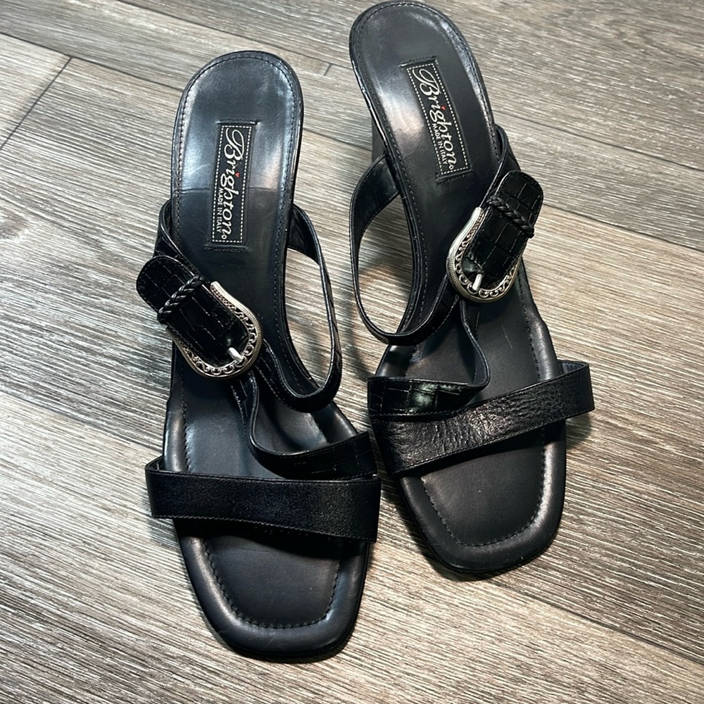 Brighton black leather heels made in Italy